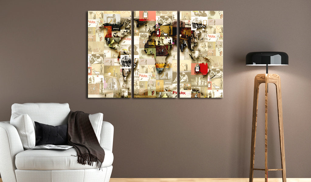 Weltkarte als Leinwandbild - Wandbild - Graffiti World