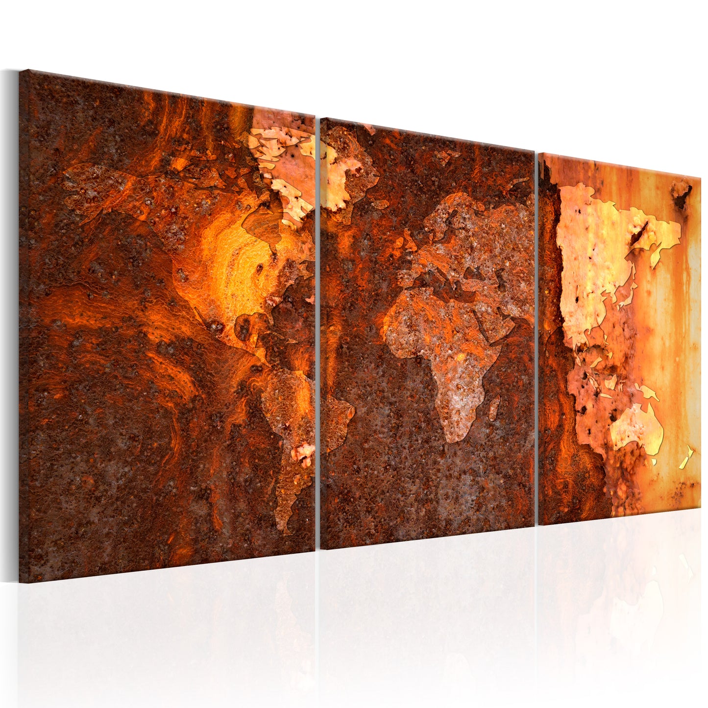 Weltkarte als Leinwandbild - Wandbild - World Map: Old Rust
