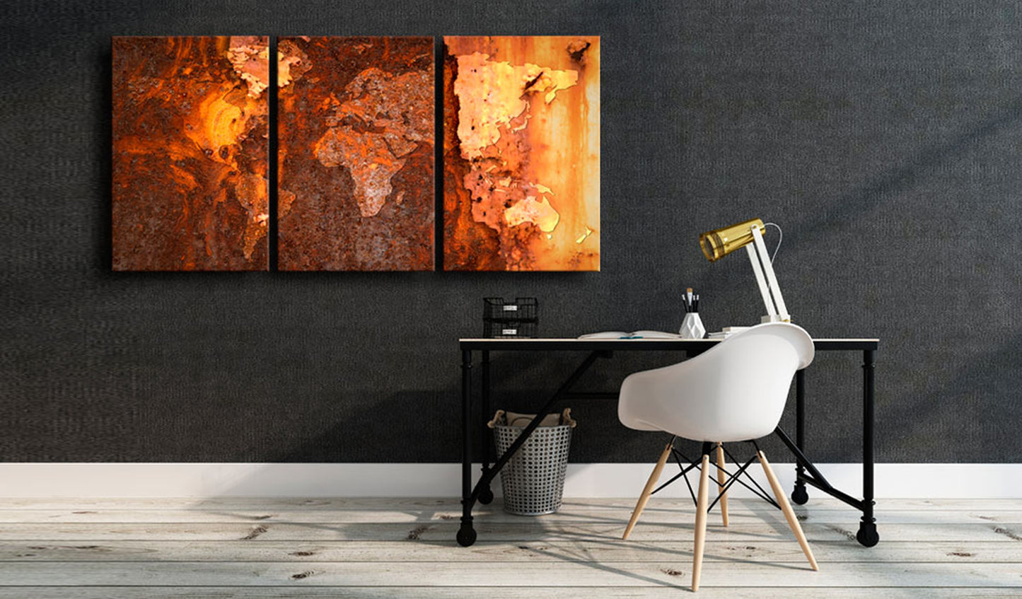 Weltkarte als Leinwandbild - Wandbild - World Map: Old Rust
