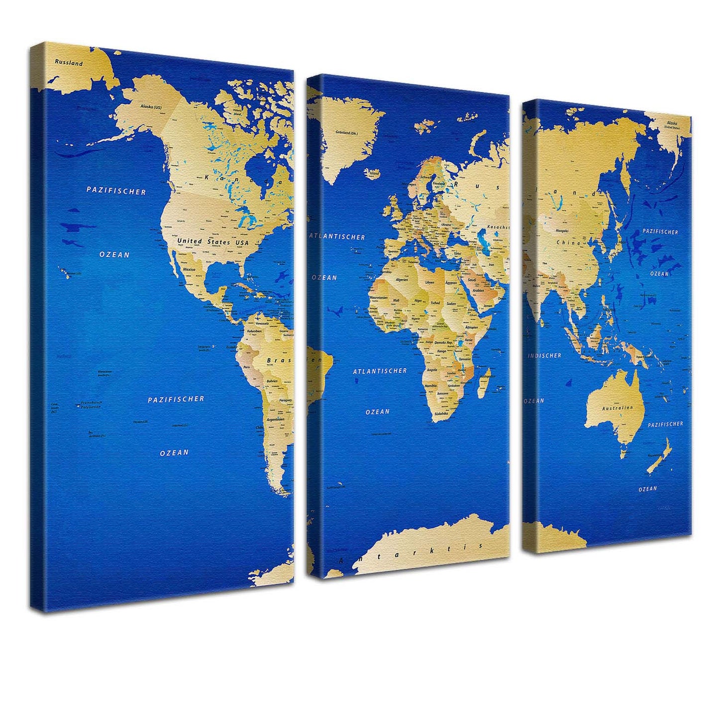 Pinnwand - Weltkarte Blau - WELTKARTEN24