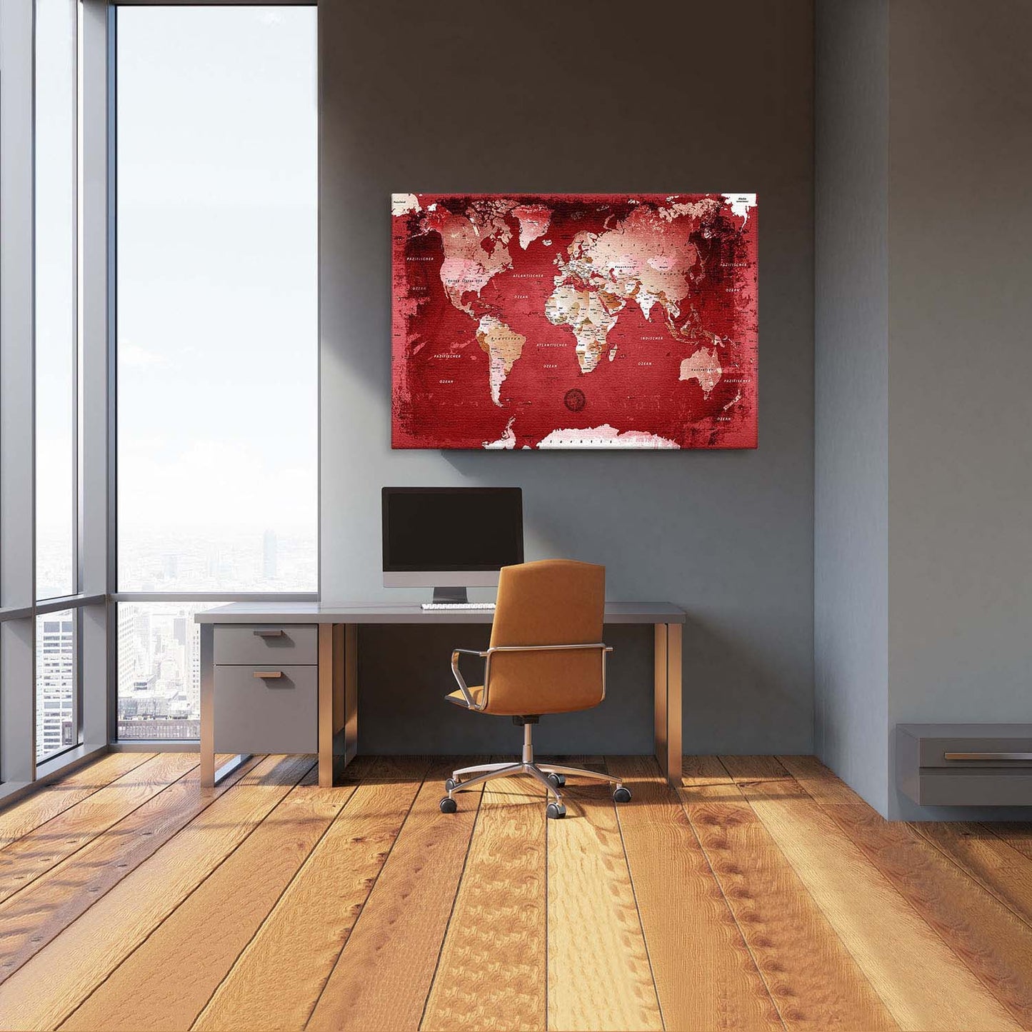 Pinnwand - Weltkarte Red - WELTKARTEN24