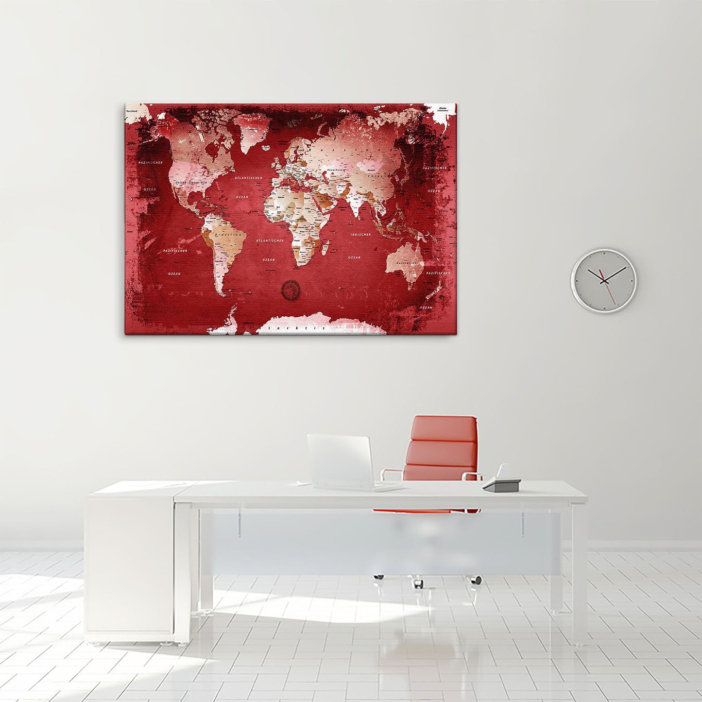 Pinnwand - Weltkarte Red - WELTKARTEN24