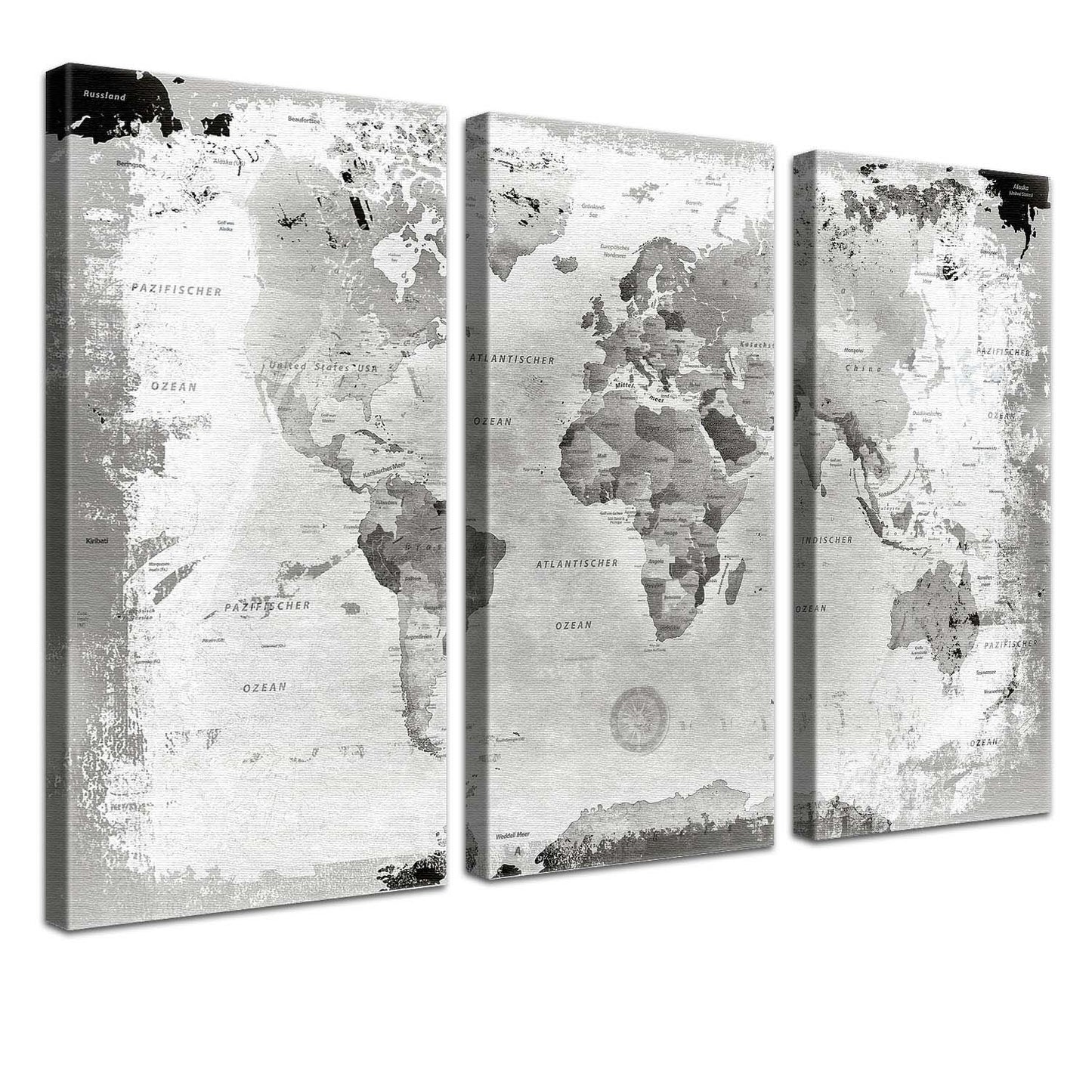 Pinnwand - Weltkarte Retro Hellgrau - WELTKARTEN24