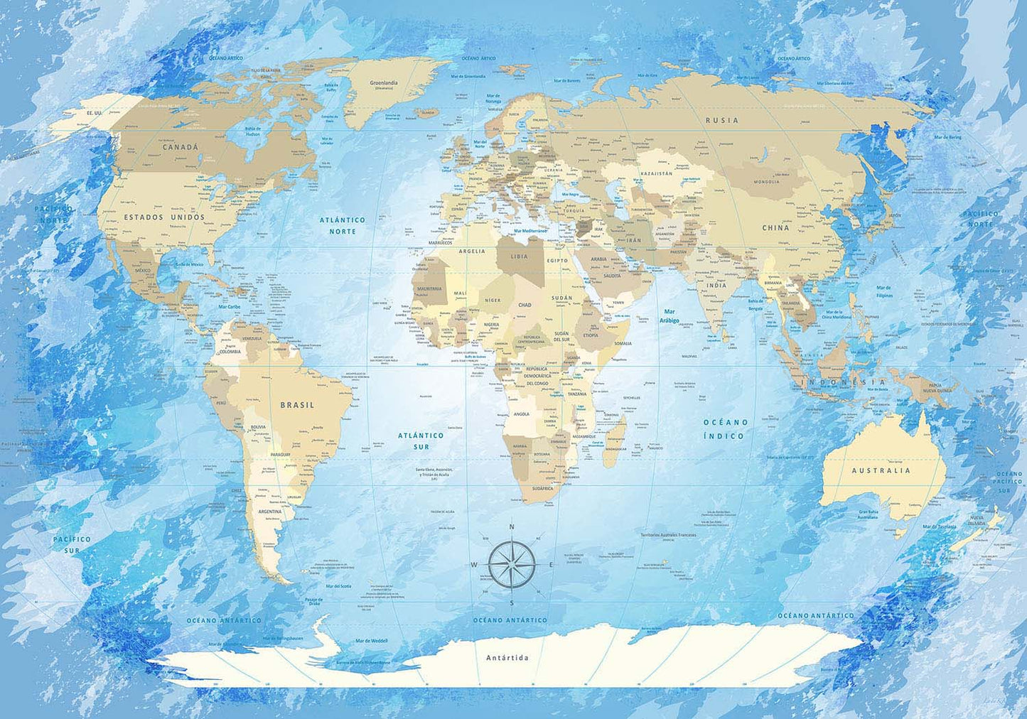 Premium Poster - World Map Frozen - WELTKARTEN24