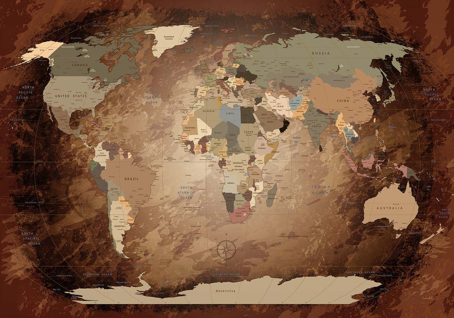 Premium Poster - World Map Intensive - WELTKARTEN24