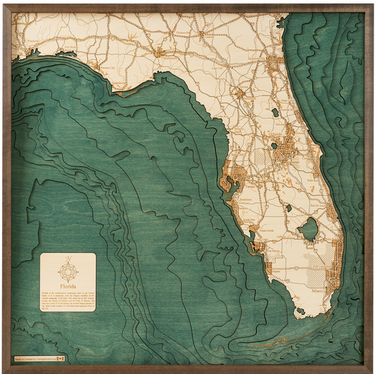 Florida | 3D-Holzkarte aus Holz von Cutting Brothers als Wandbild