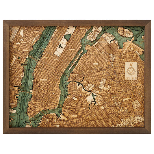 New York City | 3D-Holzkarte aus Holz von Cutting Brothers als Wandbild
