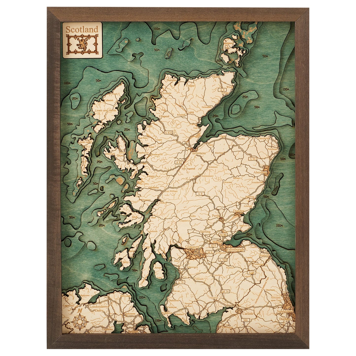 Schottland | 3D-Holzkarte aus Holz von Cutting Brothers als Wandbild