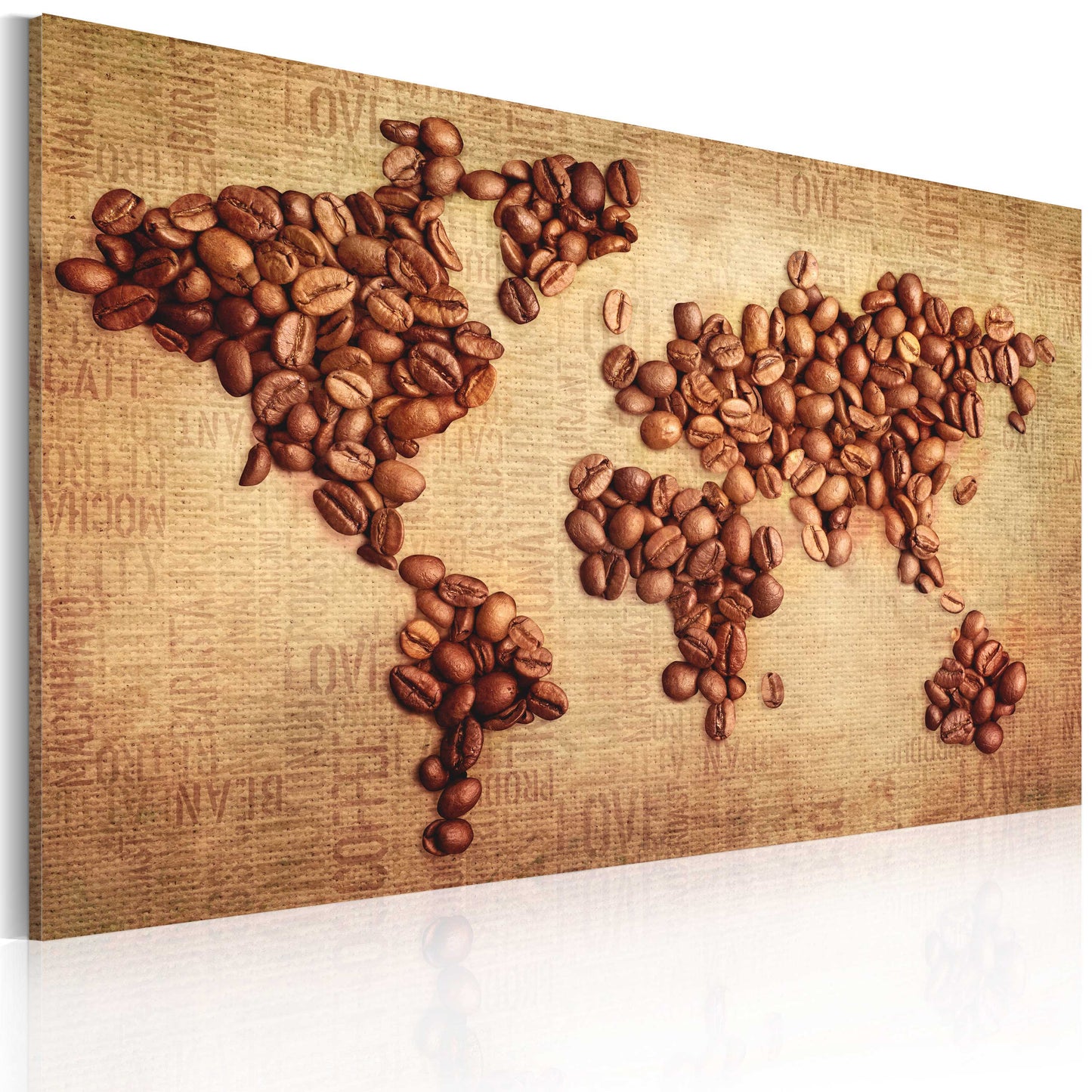 Weltkarte als Leinwandbild - Wandbild - Kaffee aus der ganzen Welt