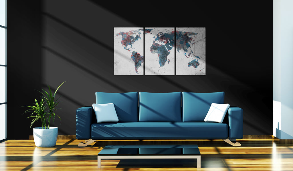 Weltkarte als Leinwandbild - Wandbild - Kontinentaldrift