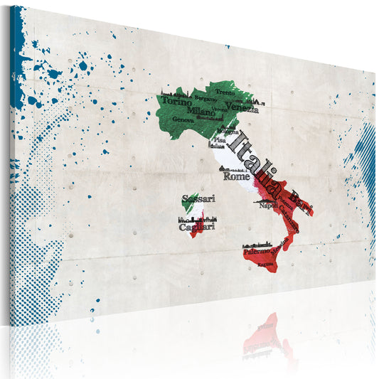 Weltkarte als Leinwandbild - Wandbild - Landkarte von Italien