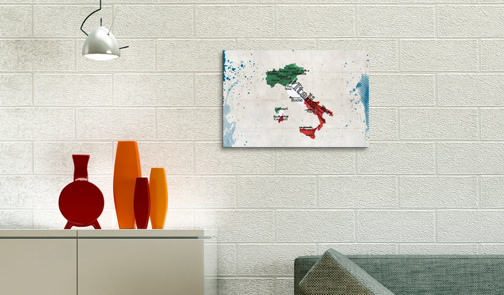 Weltkarte als Leinwandbild - Wandbild - Landkarte von Italien
