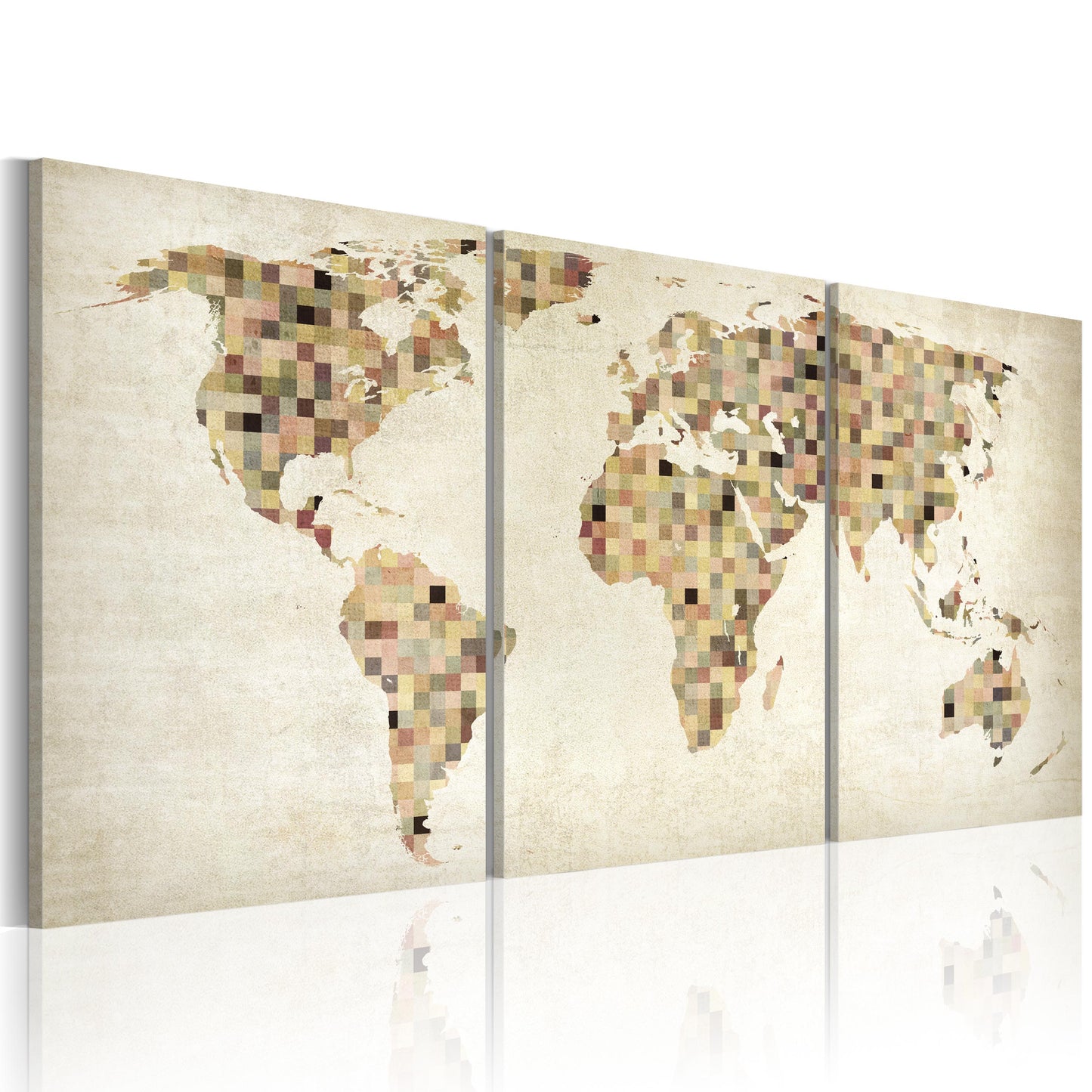 Weltkarte als Leinwandbild - Wandbild - Weltkarte - Quadrate