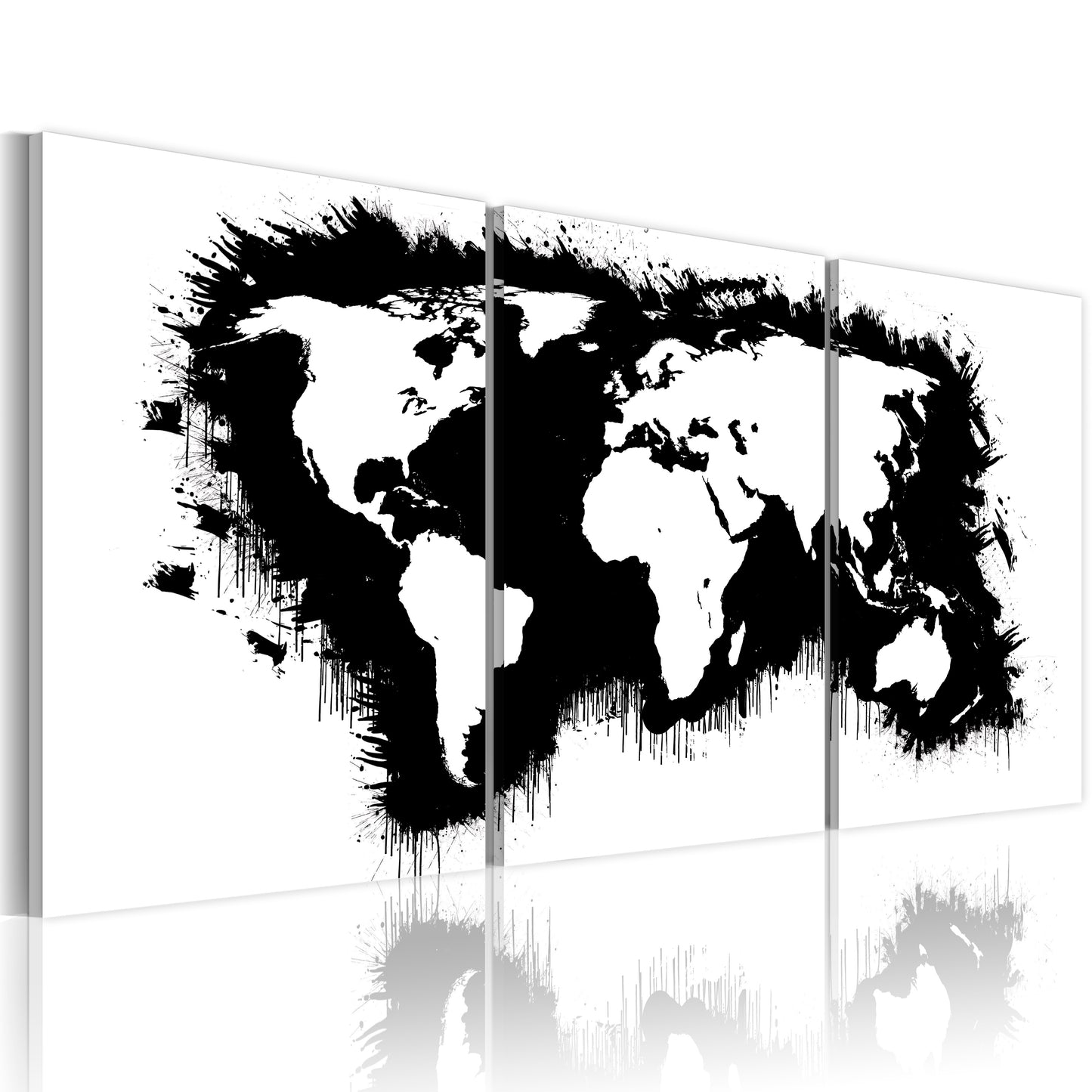 Weltkarte als Leinwandbild - Wandbild - Weltkarte in Schwarz und Weiß