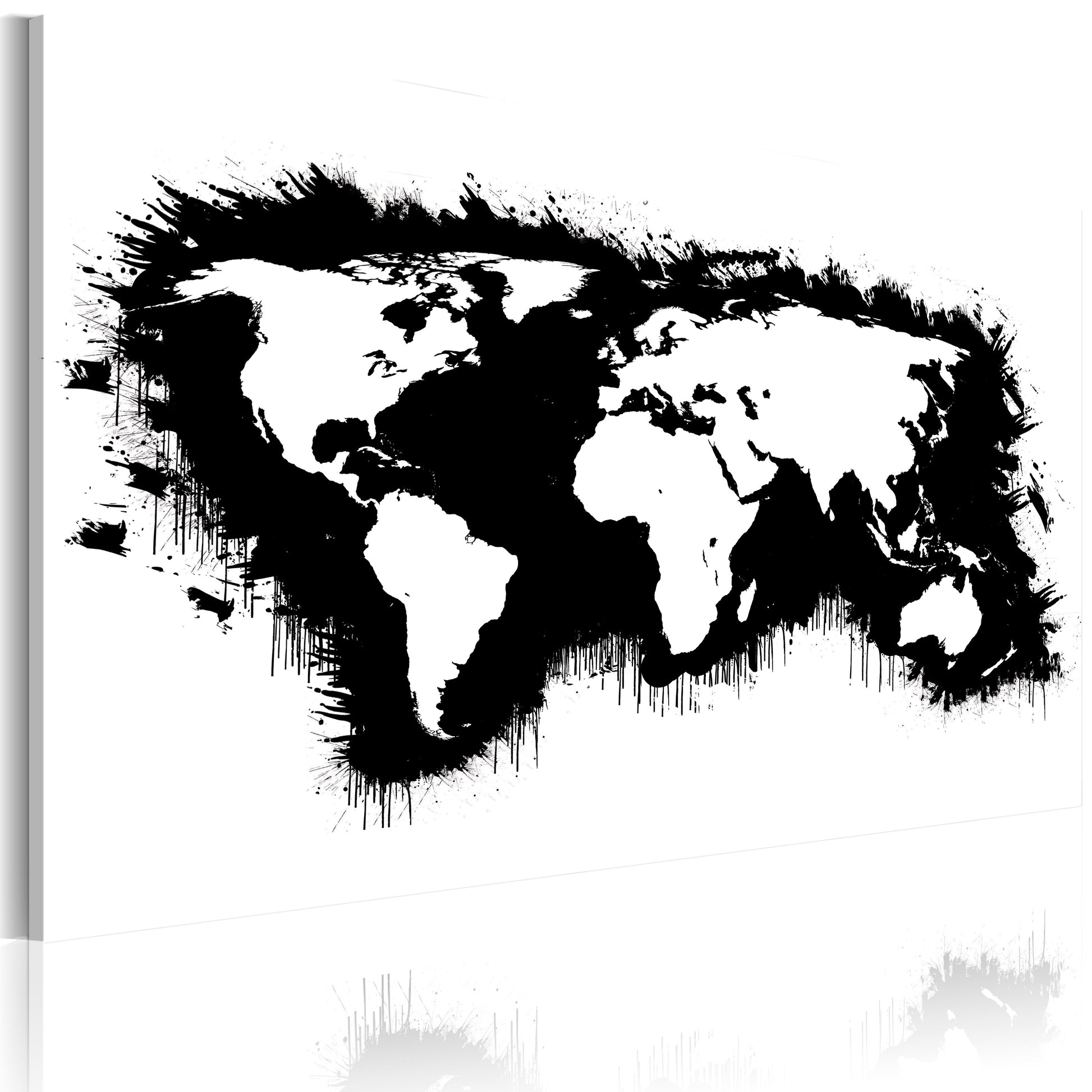 Weltkarte als Leinwandbild - Wandbild - Monochrome Weltkarte