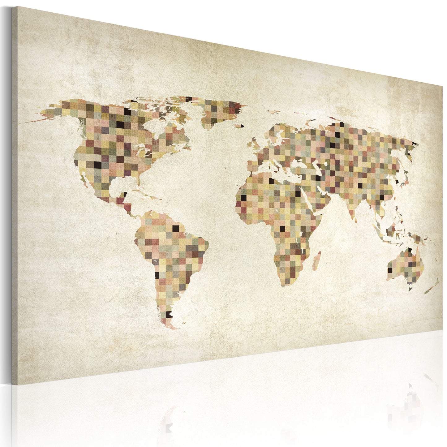 Weltkarte als Leinwandbild - Wandbild - Welt in beigen Farbtönen