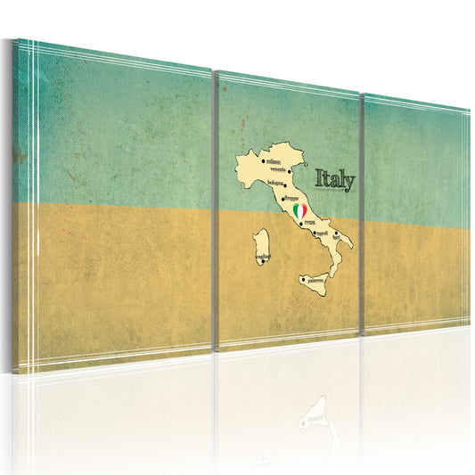 Weltkarte als Leinwandbild - Wandbild - Landkarte: Italien