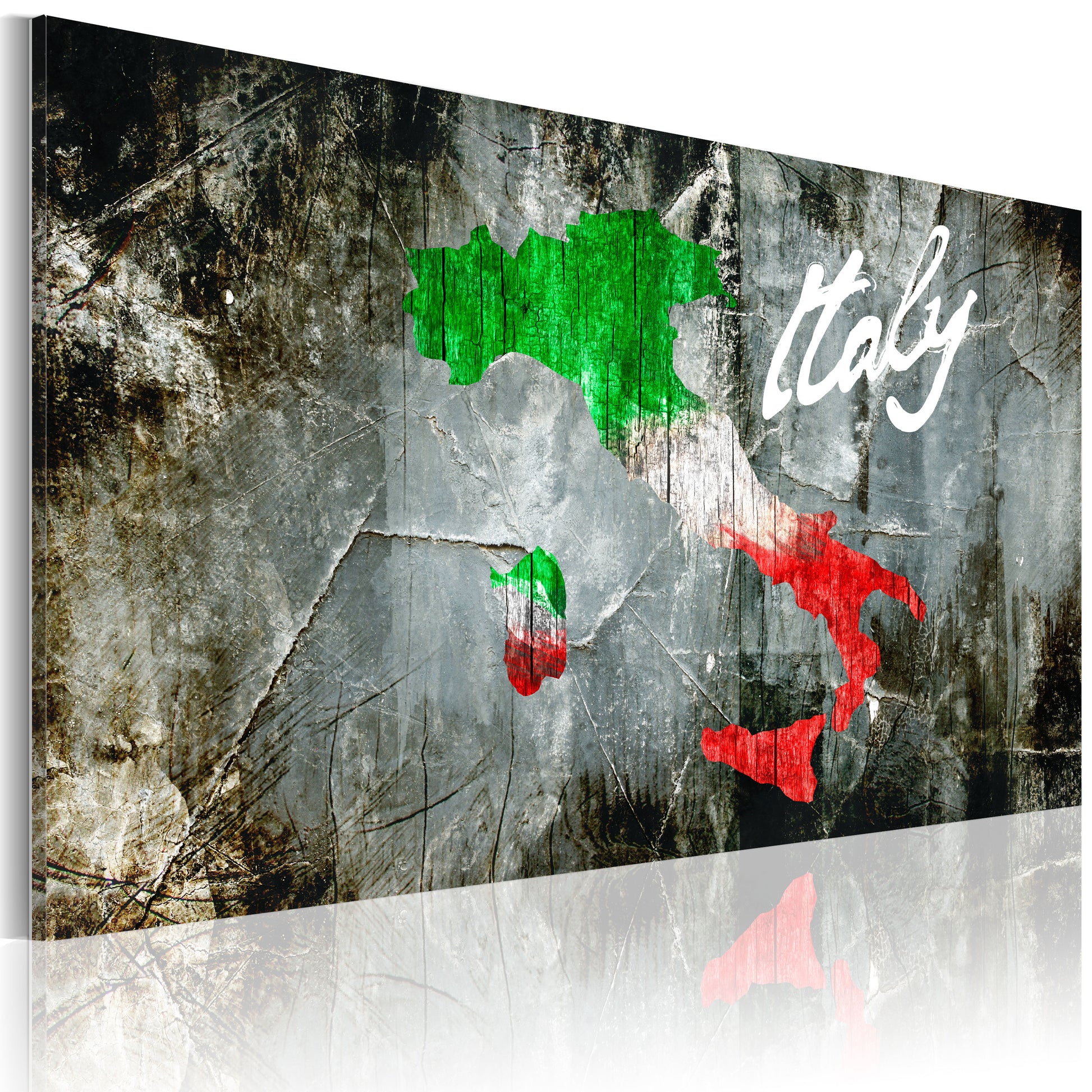 Weltkarte als Leinwandbild - Wandbild - Künstlerische Karte von Italien