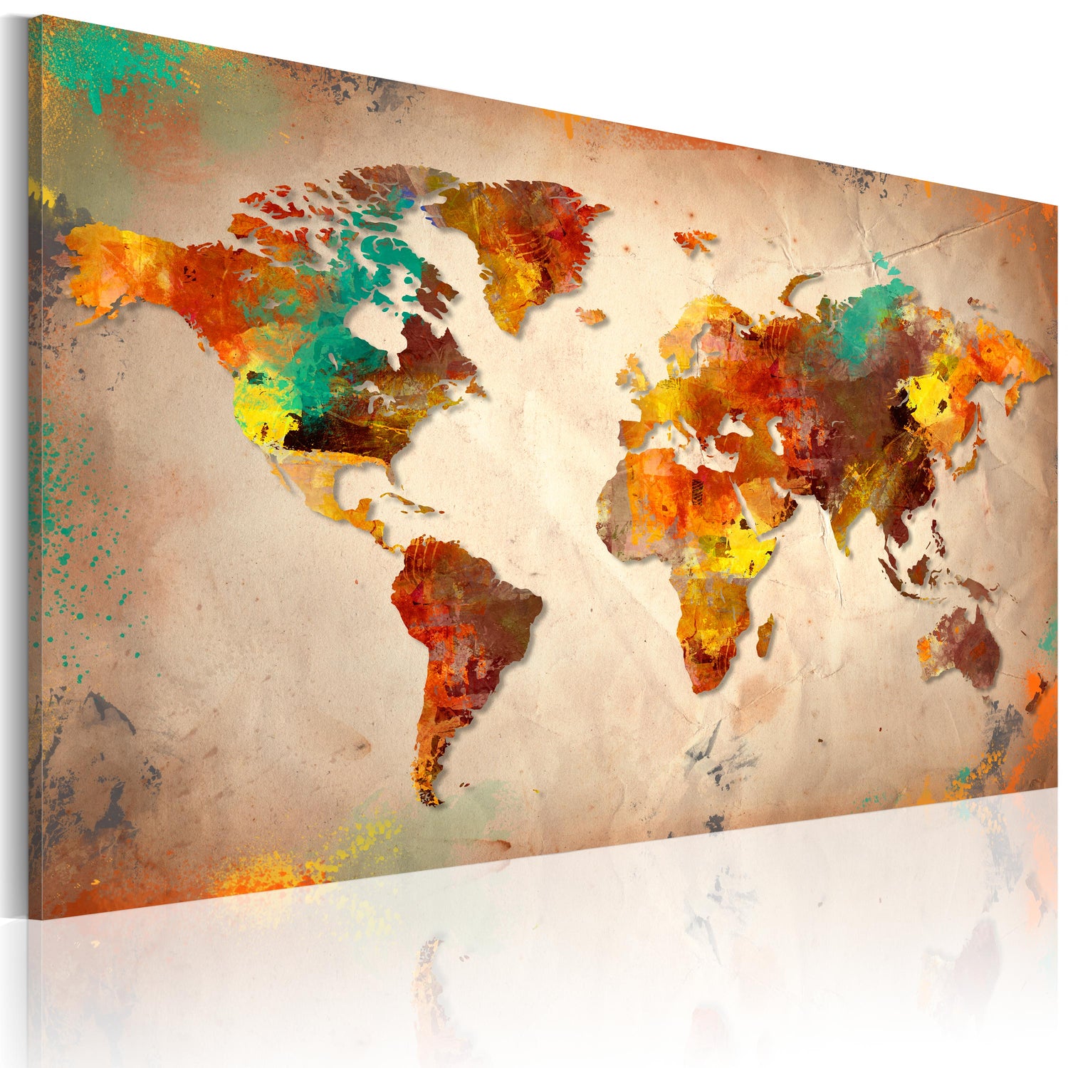 Weltkarte als Leinwandbild - Wandbild - Painted World