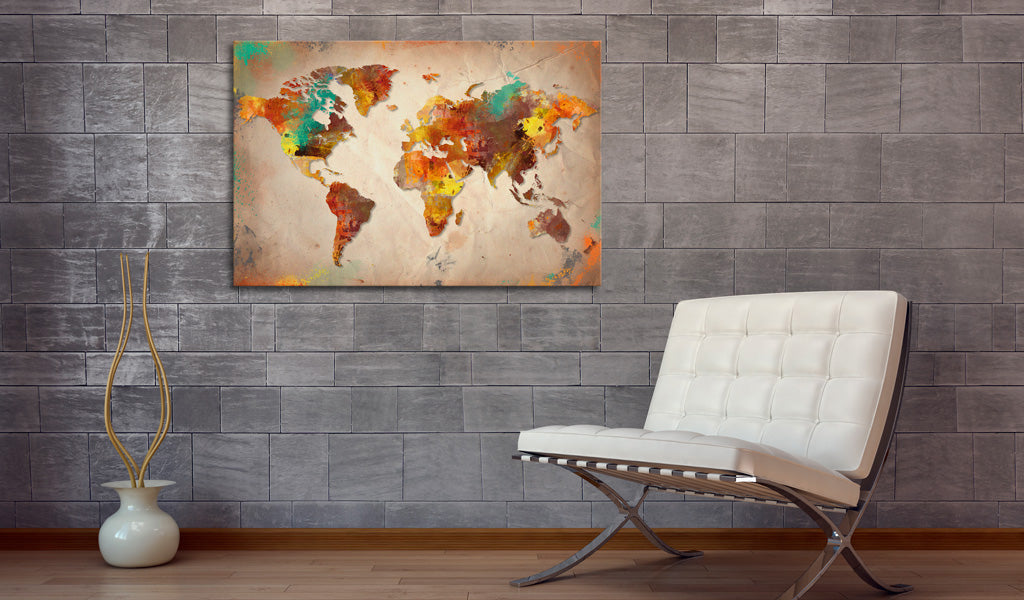 Weltkarte als Leinwandbild - Wandbild - Painted World