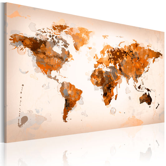 Weltkarte als Leinwandbild - Wandbild - Map of the World - Desert storm