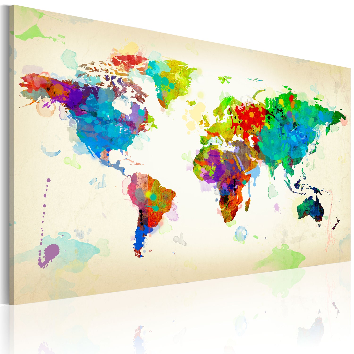 Weltkarte als Leinwandbild - Wandbild - All colors of the World