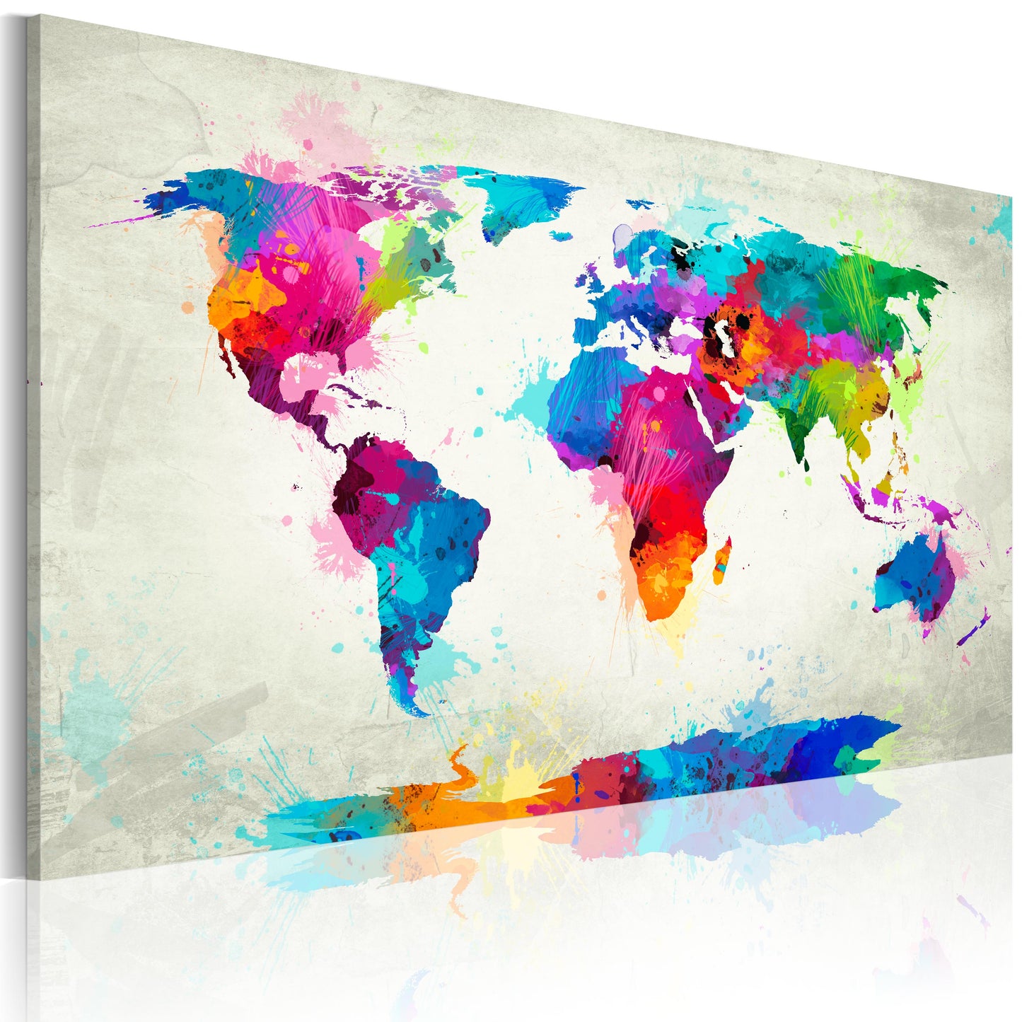 Weltkarte als Leinwandbild - Wandbild - Map of the world - an explosion of colors