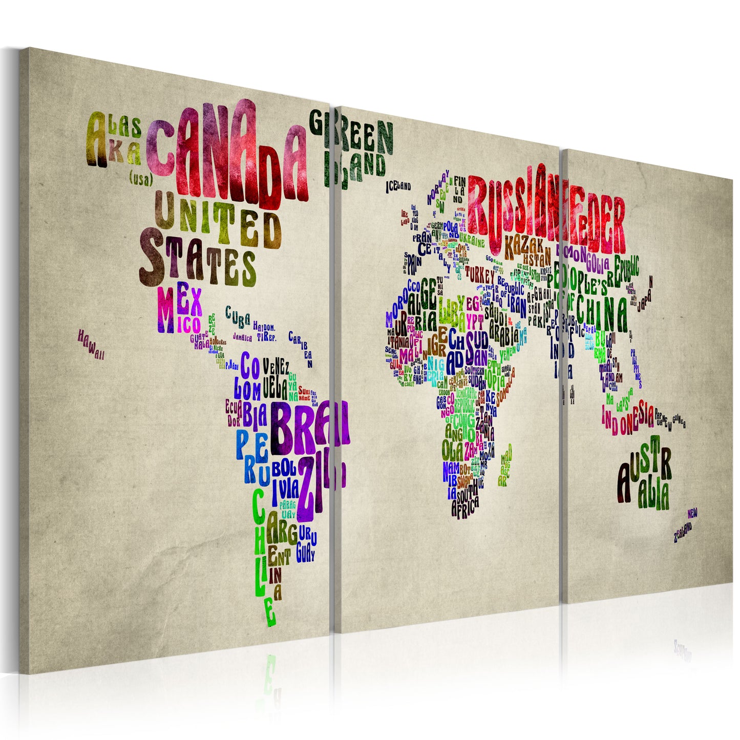 Weltkarte als Leinwandbild - Wandbild - Erdkundeunterricht
