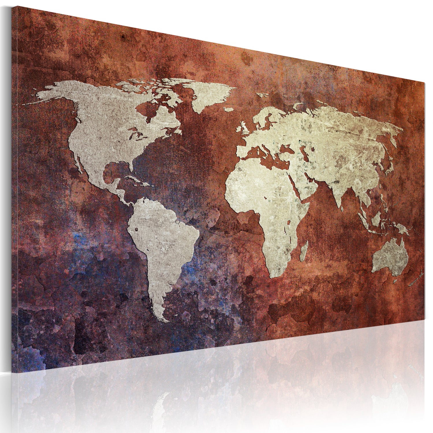 Weltkarte als Leinwandbild - Wandbild - Rostfarbene Weltkarte