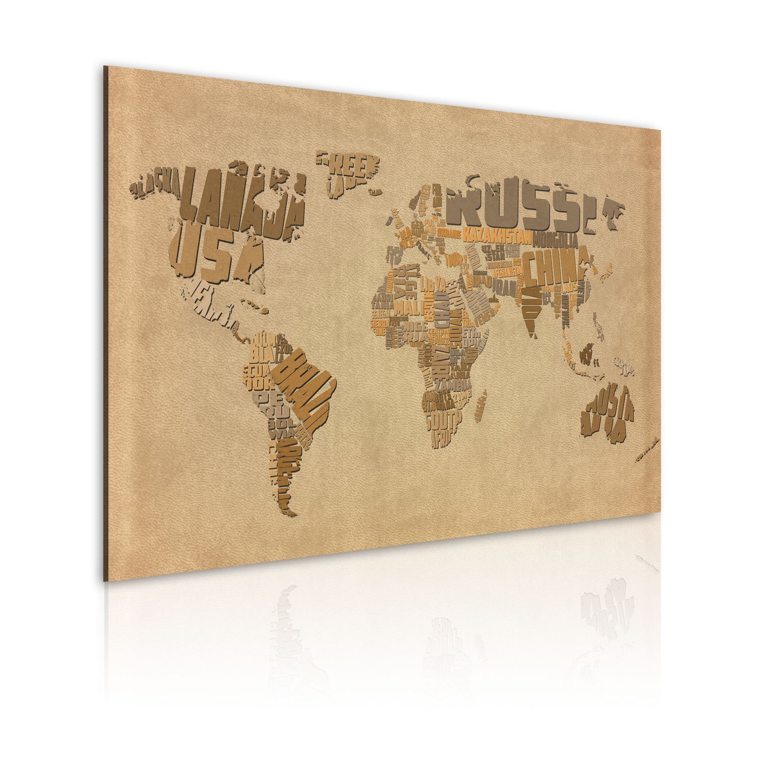 Weltkarte als Leinwandbild - Wandbild - Alte Weltkarte