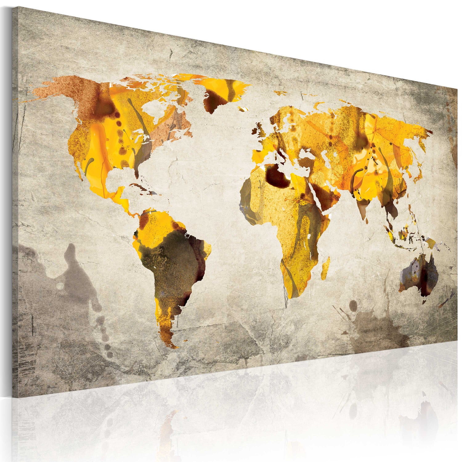 Weltkarte als Leinwandbild - Wandbild - Sonnige Kontinente