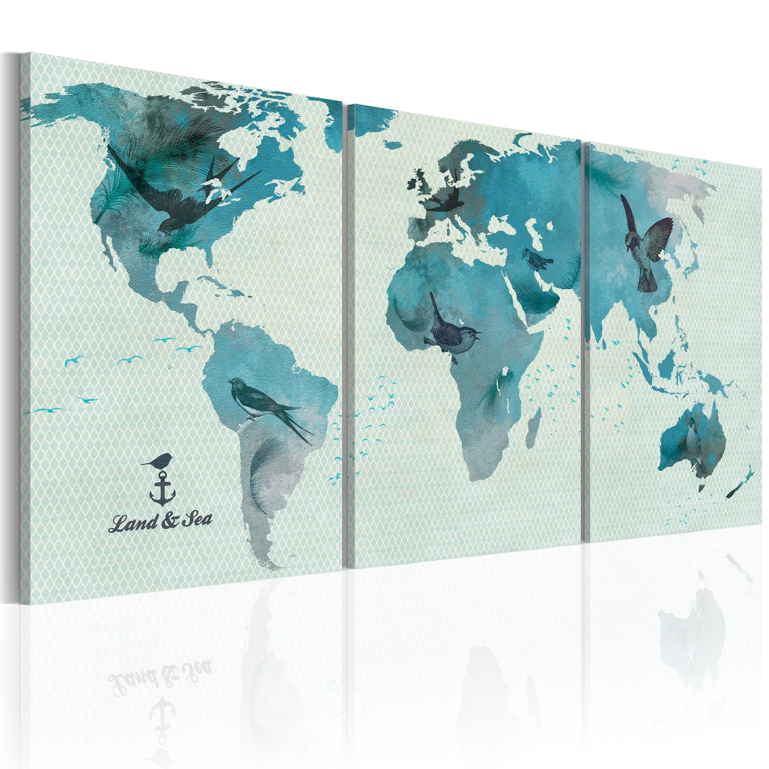 Weltkarte als Leinwandbild - Wandbild - Ornithologische Weltkarte