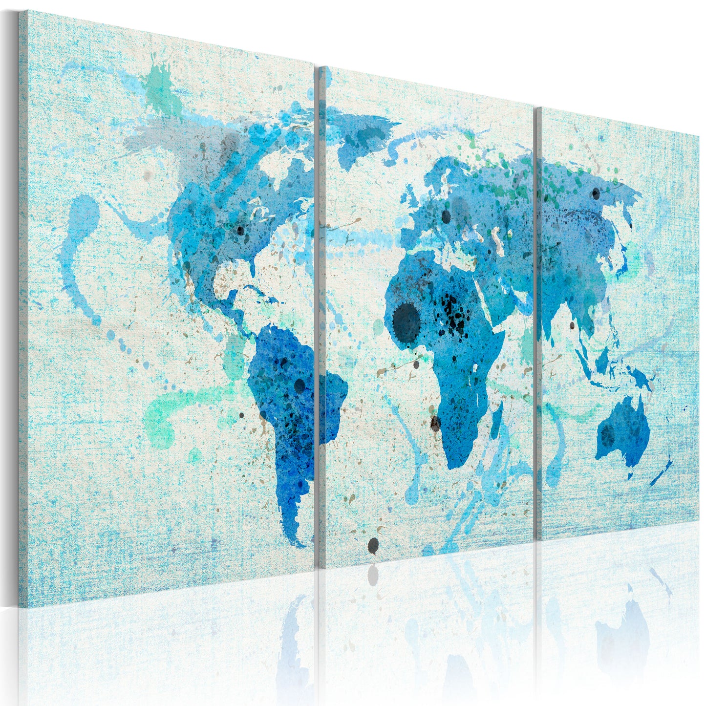 Weltkarte als Leinwandbild - Wandbild - Kontinente wie Ozeane