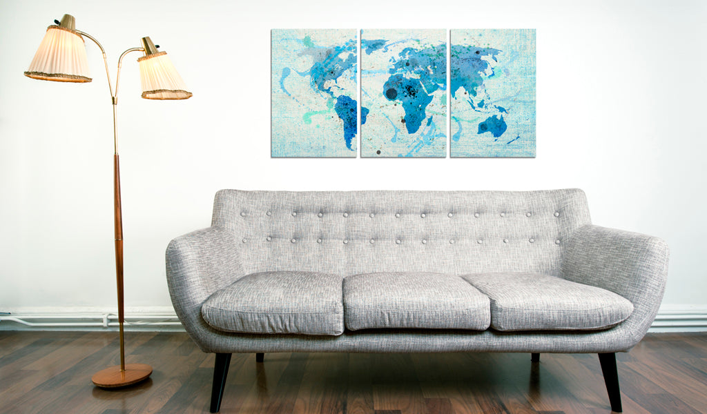 Weltkarte als Leinwandbild - Wandbild - Kontinente wie Ozeane