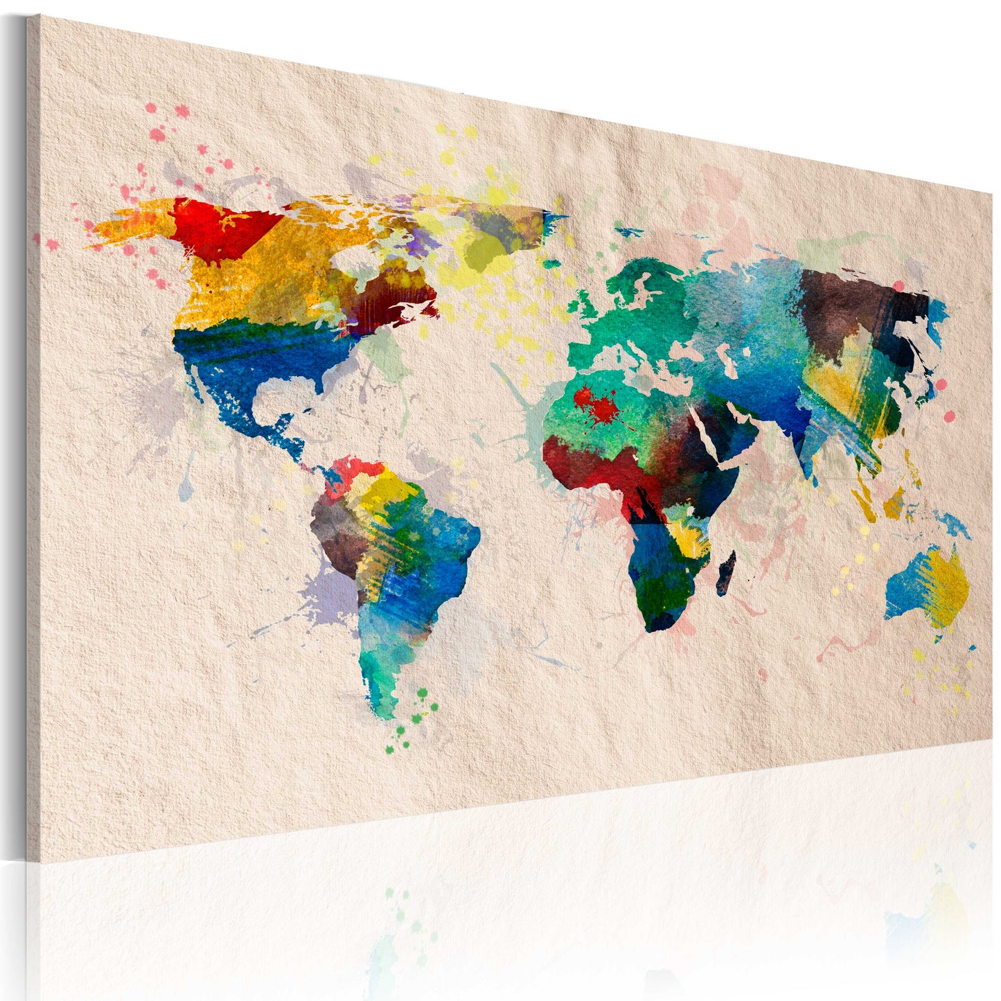 Weltkarte als Leinwandbild - Wandbild - Die Welt der Farben