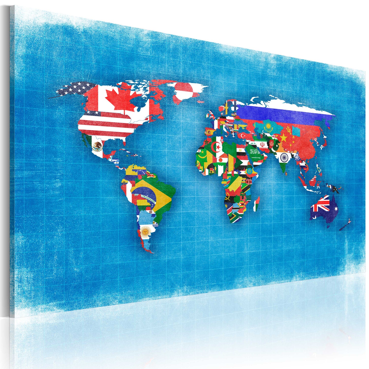 Weltkarte als Leinwandbild - Wandbild - Fahnen der Welt