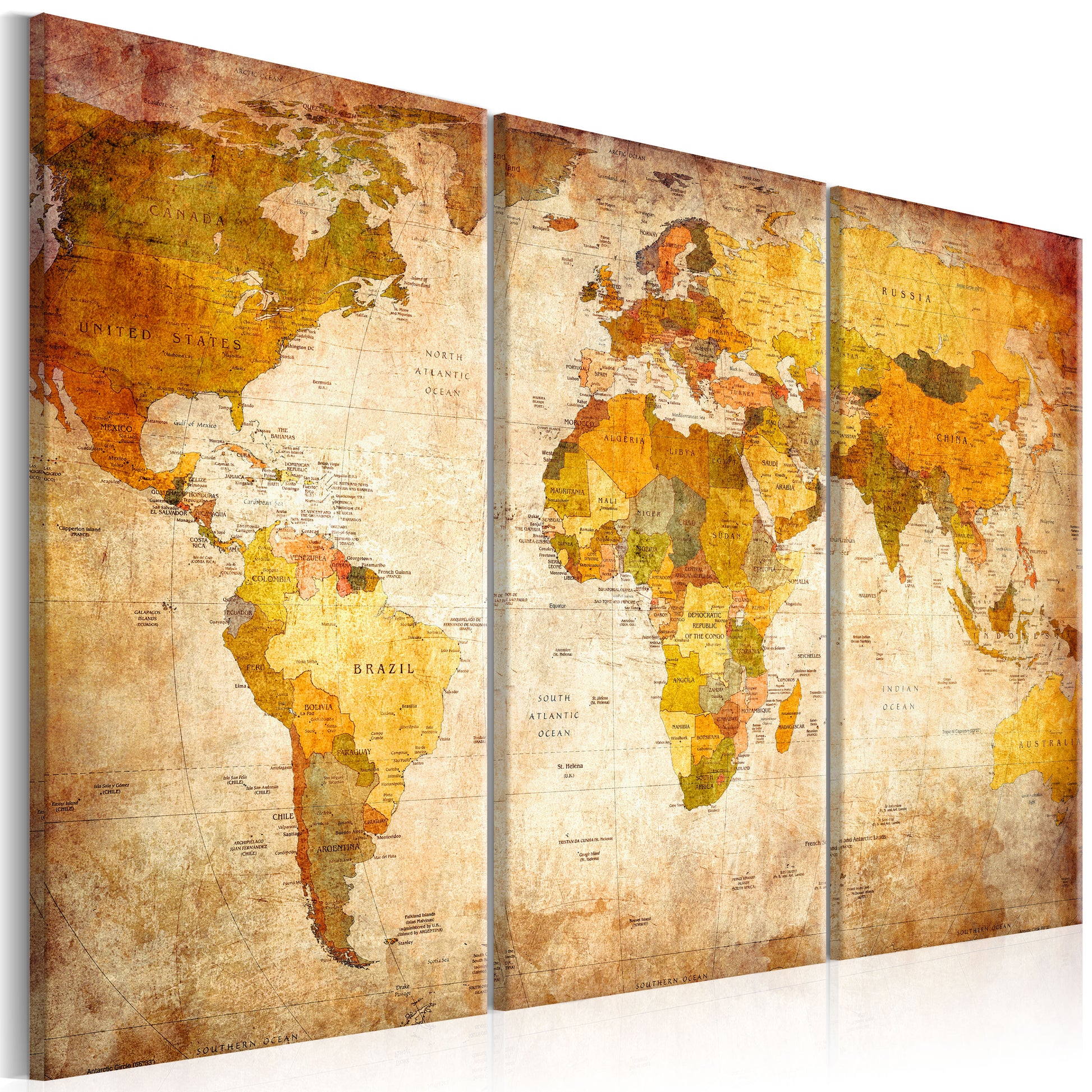 Weltkarte als Leinwandbild - Wandbild - Antike Reisen