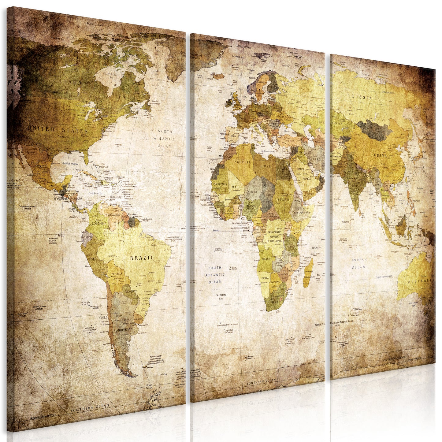 Weltkarte als Leinwandbild - Wandbild - Alte Kontinente