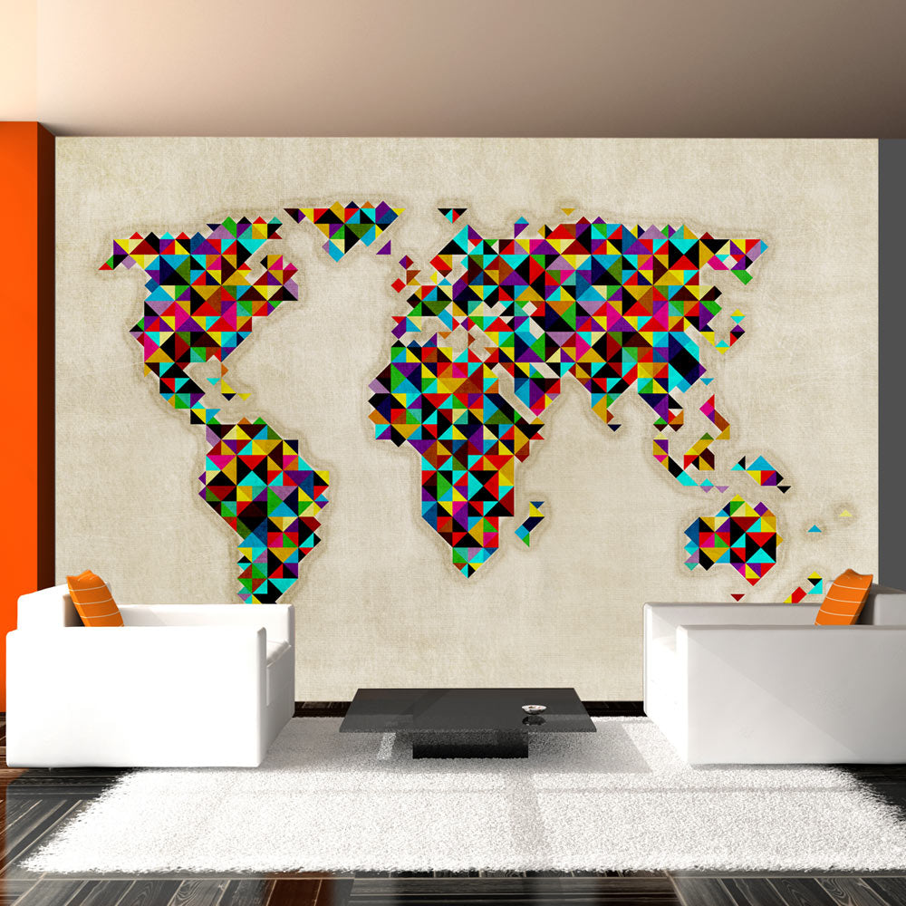 Fototapete - World Map - a kaleidoscope of colors - WELTKARTEN24