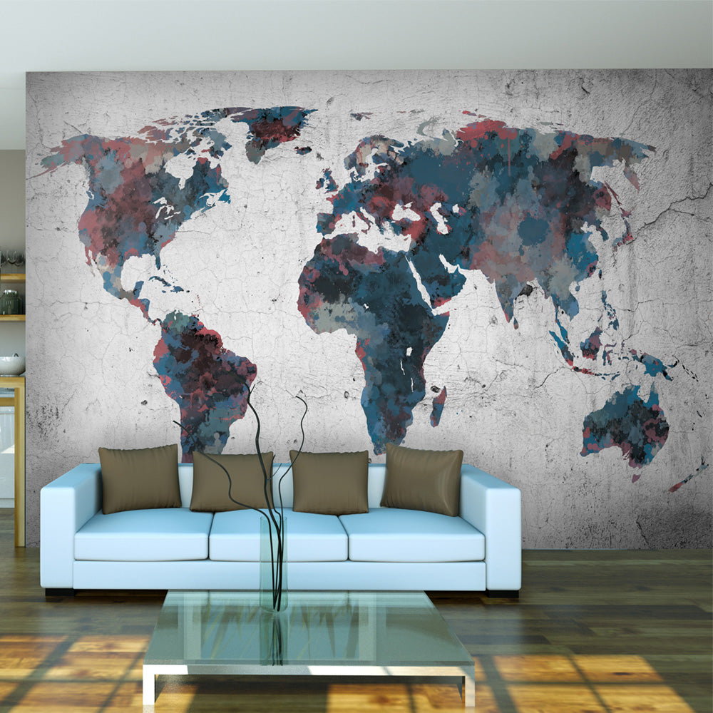 Fototapete - World map on the wall - WELTKARTEN24
