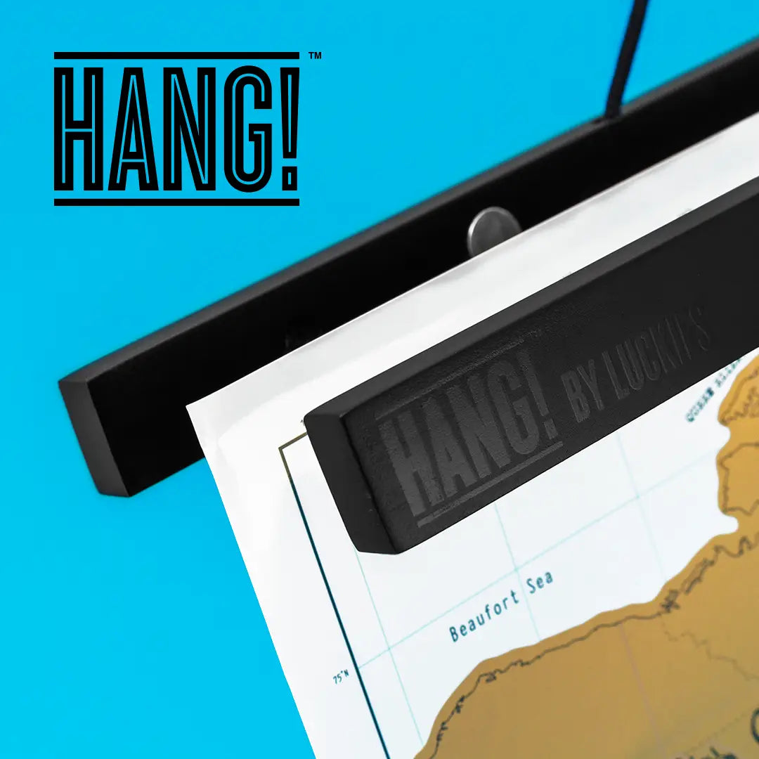 Hang!® | Magnetische Posterleiste für Weltkarten zum Rubbeln von Luckies