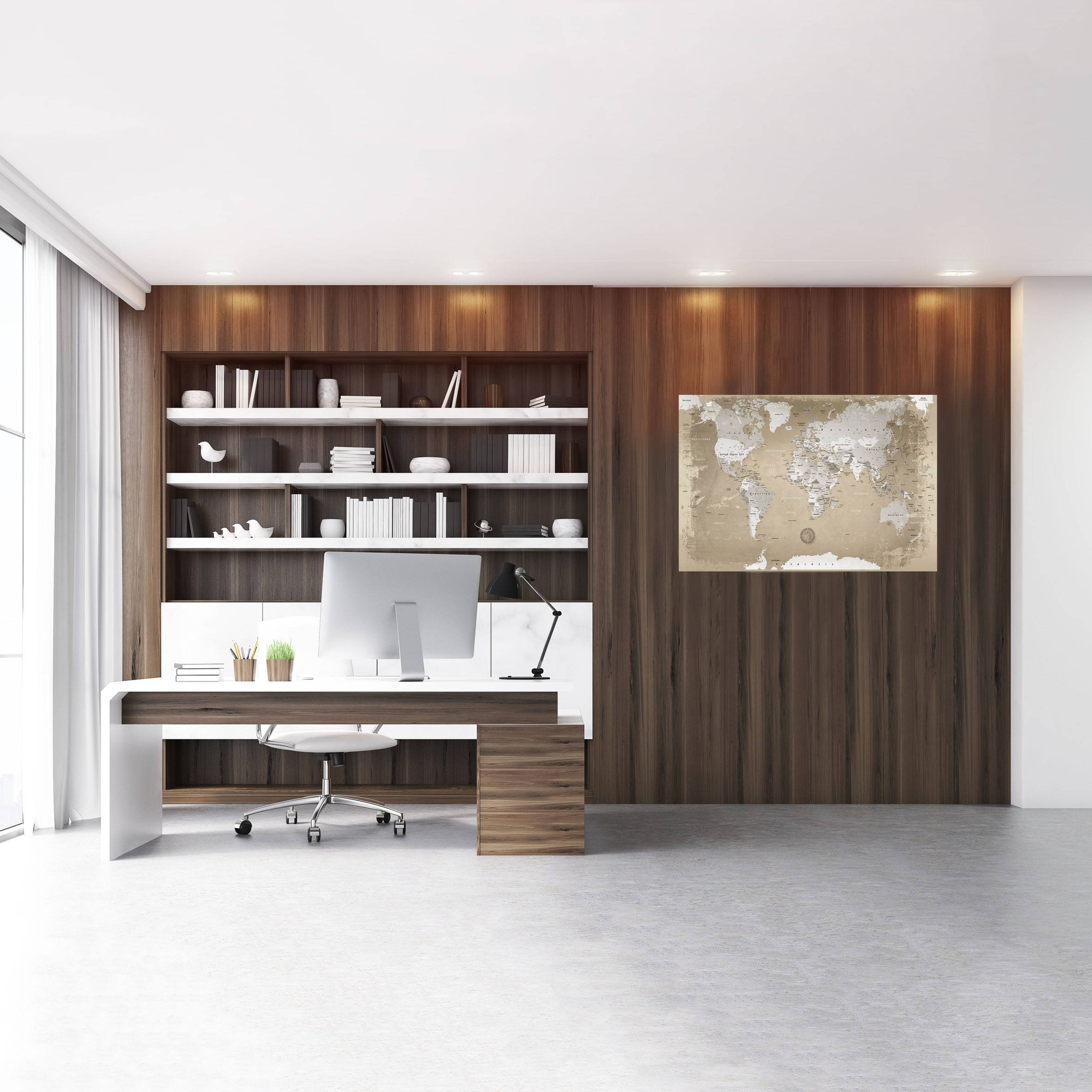 Echtglas Wandbild - Weltkarte Natur - WELTKARTEN24