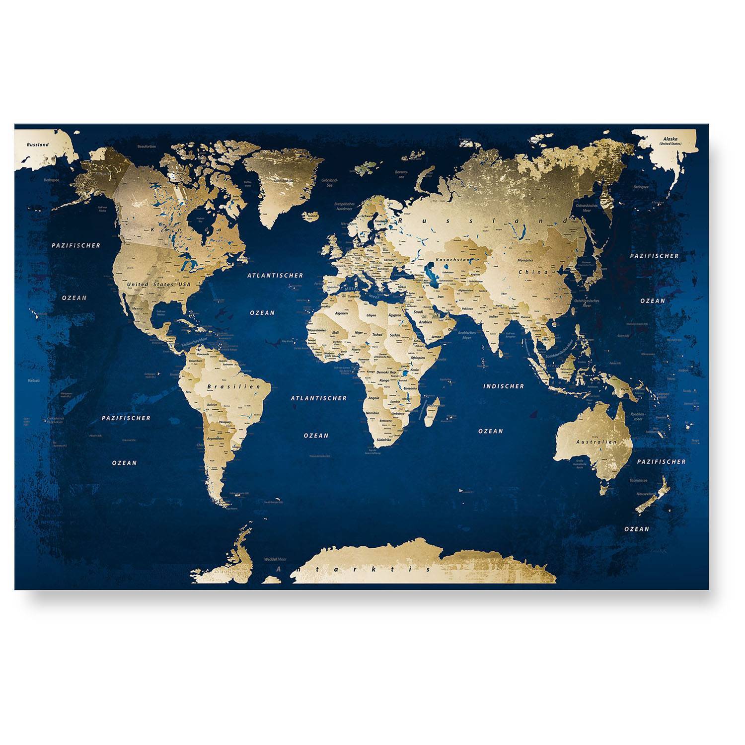 Echtglas Wandbild - Weltkarte Ocean - WELTKARTEN24