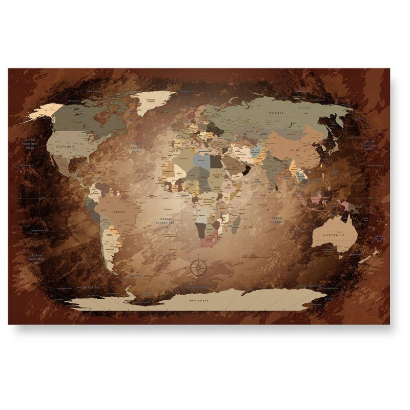 Echtglas Wandbild - Weltkarte Intensive - WELTKARTEN24