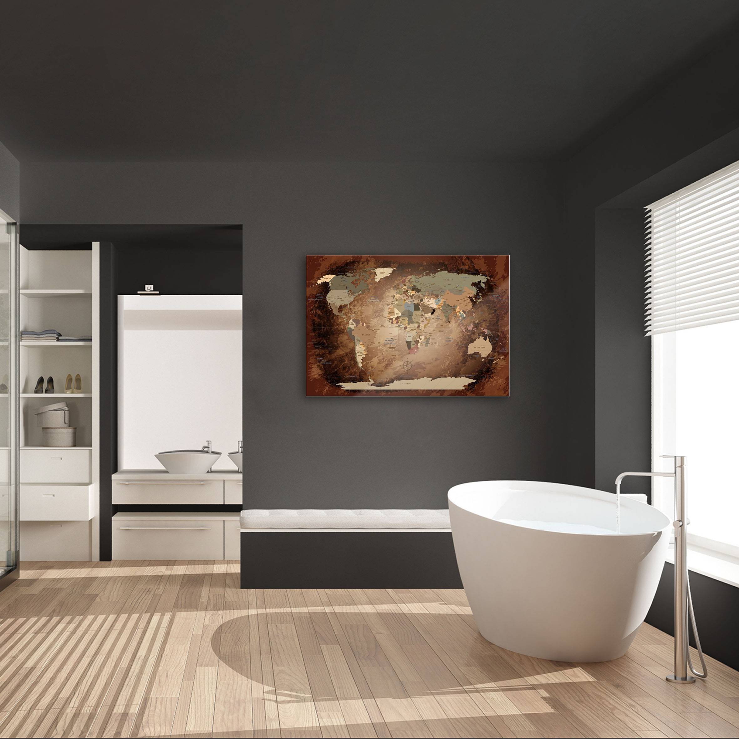 Echtglas Wandbild - Weltkarte Intensive - WELTKARTEN24