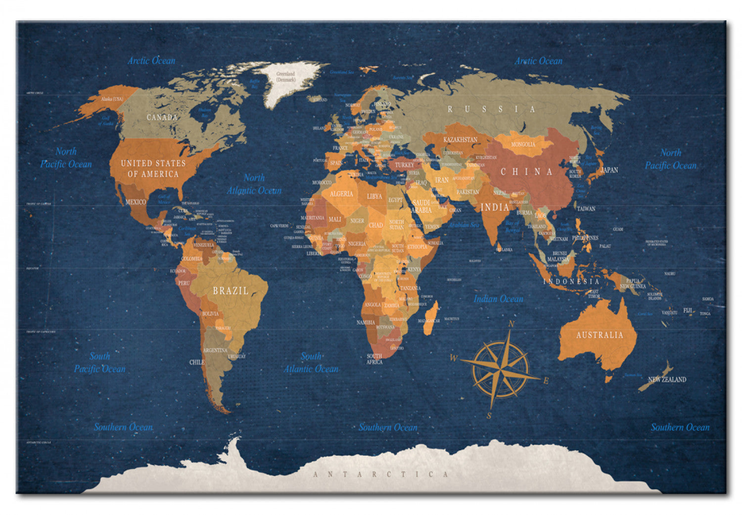 Weltkarte als Pinnwand - Ink Oceans - WELTKARTEN24