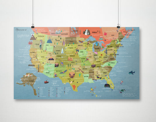 Bucketlist Map USA - Leinwand - WELTKARTEN24