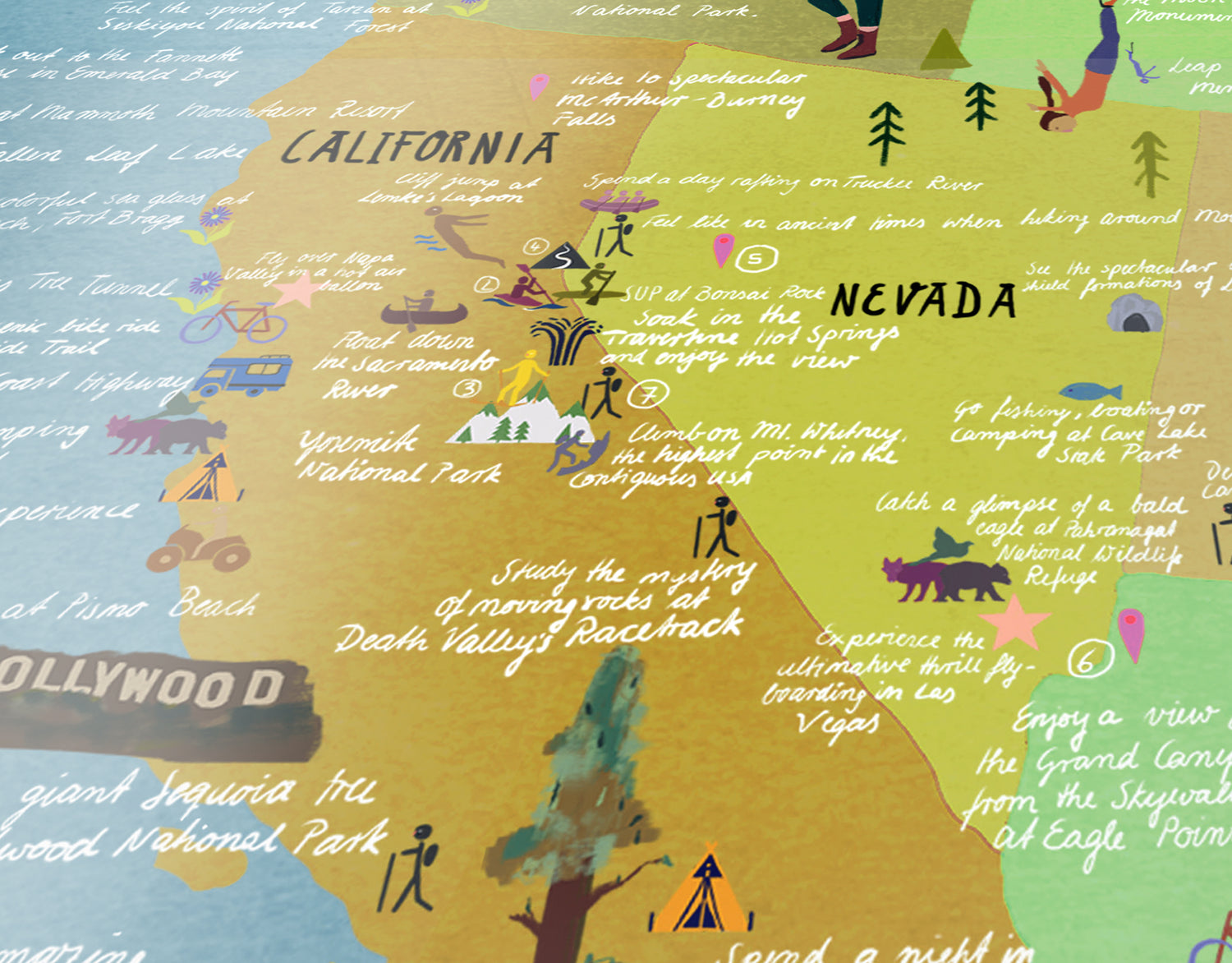 Bucketlist Map USA - Leinwand - WELTKARTEN24