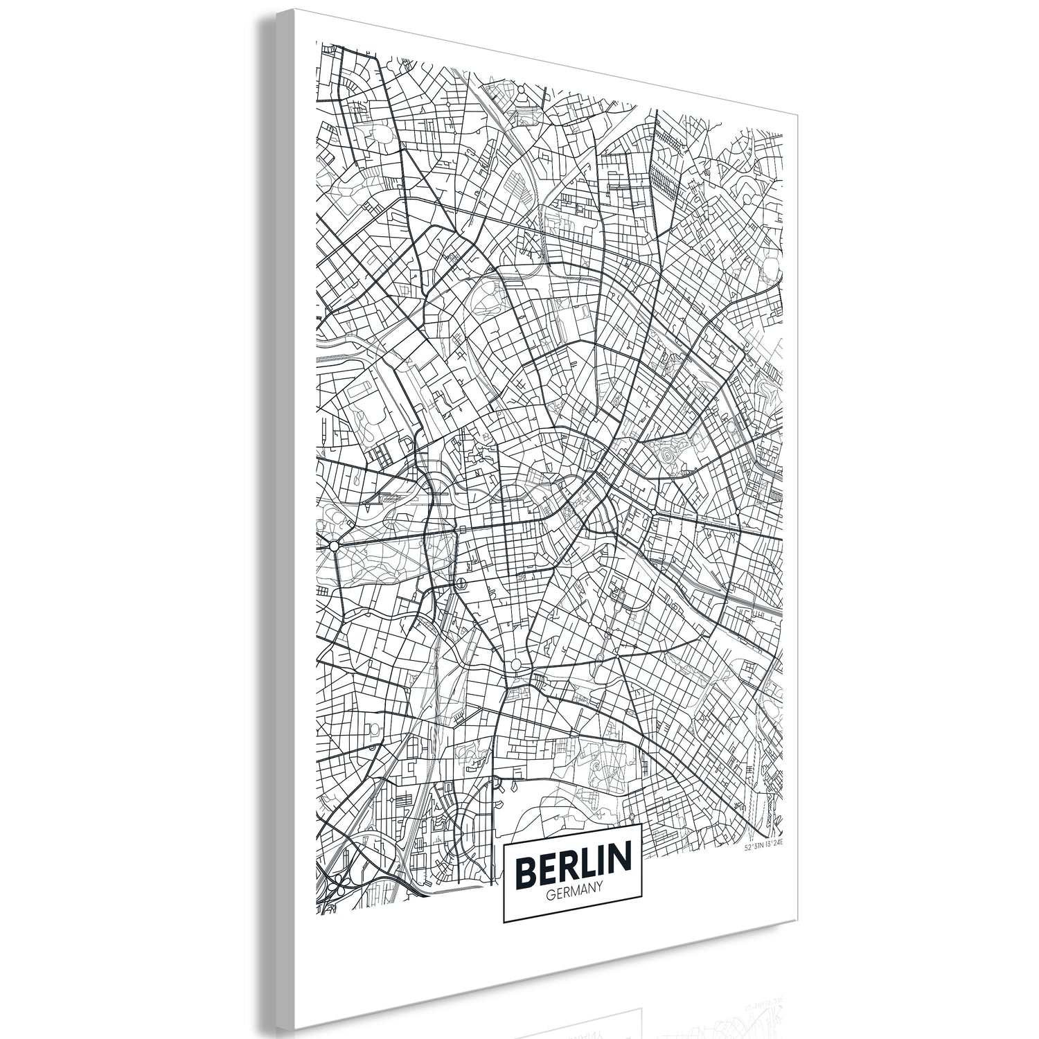Weltkarte als Leinwandbild - Wandbild - Map of Berlin (1 Part) Vertical