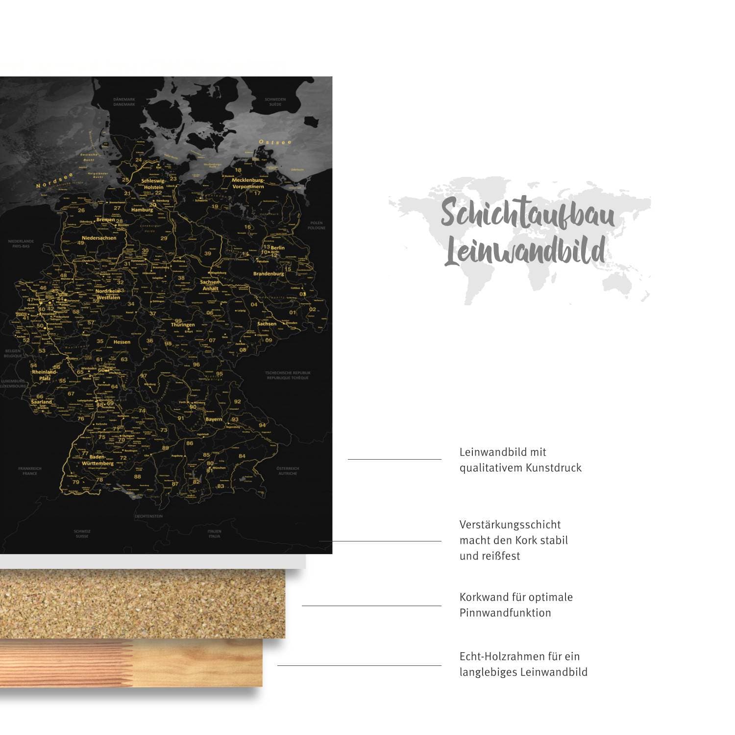 Deutschlandkarte Als Pinnwand Weltkarten24